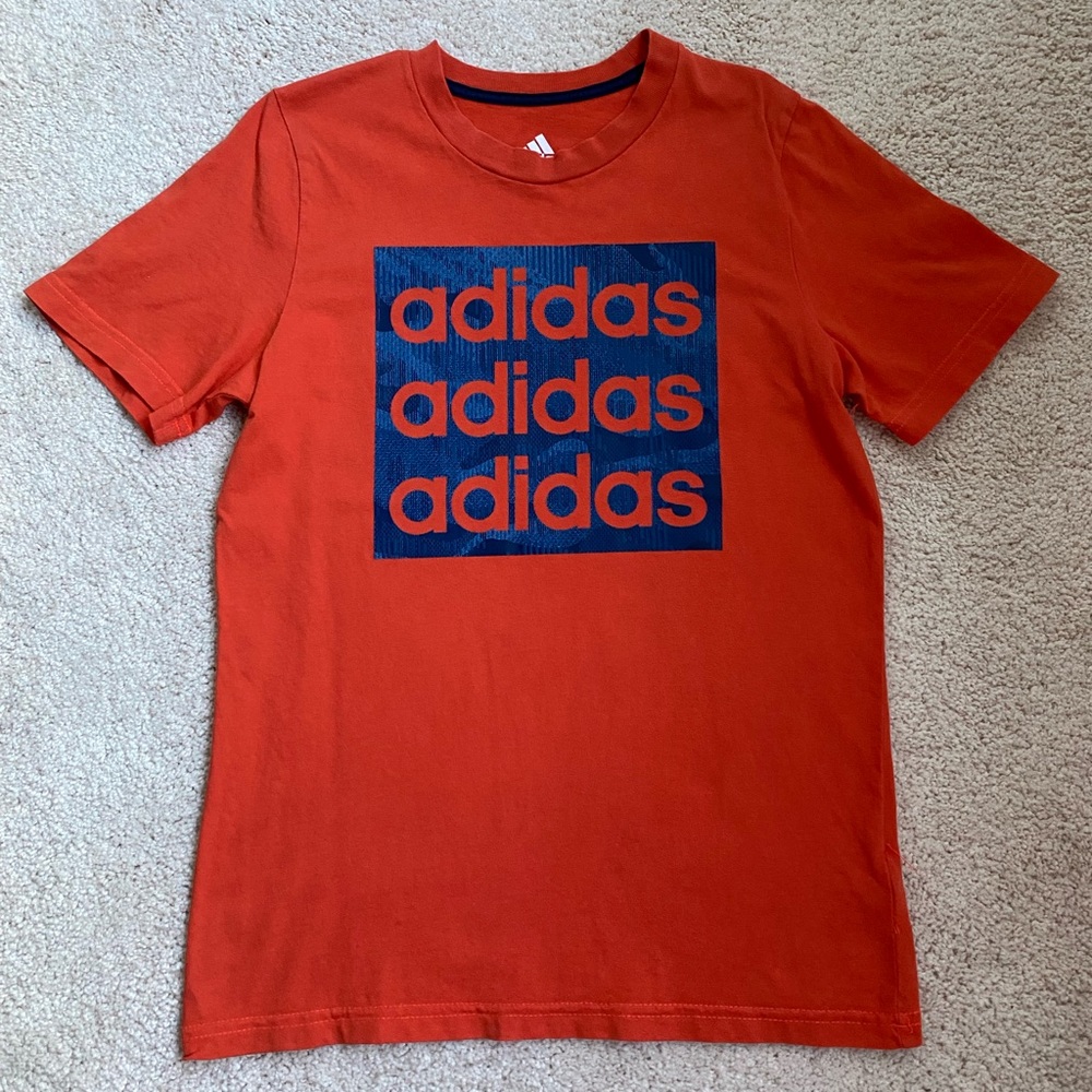 Boys size 7 orange Adidas short sleeve t-shirt.